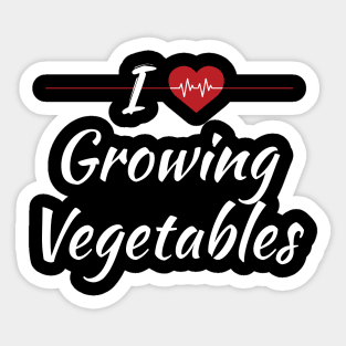 I Love Growing Vegetables Cute Red Heart / Heartbeat Sticker